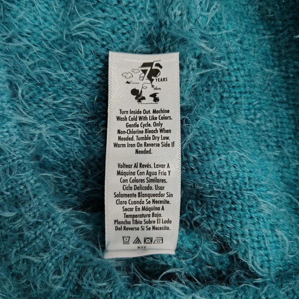 Justice Woodstock Peanuts Hoodie Sweater Girls XS 5/6 Sea Blue Fuzzy Holiday